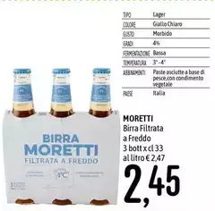 Moretti - Birra Filtrata A Freddo