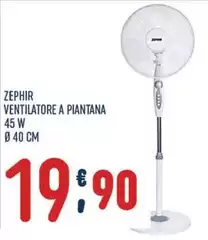 Zephir - Ventilatore A Piantana 45 W