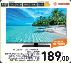 Telefunken - Tv Led 40" TE40750B4512KT