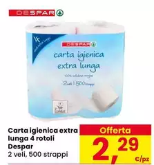 Despar - Carta Igienica Extra Lunga 4 Rotoli