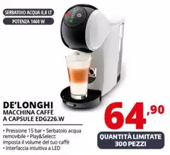 De Longhi - Macchina Caffè A Capsule EDG226.W