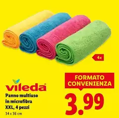 Vileda - Panno Multiuso In Microfibra Xxl, 4 Pezzi