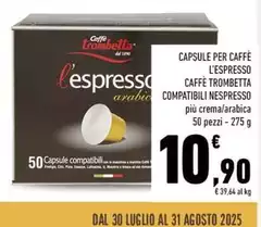 Caffè trombetta - Capsule Per Caffè L'Espresso Caffè Trombetta Compatibili Nespresso