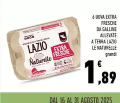 Le Naturelle - 6 Uova Extra Fresche Da Galline Allevate A Terra Lazio