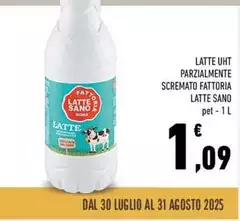 Latte sano - Latte UHT Parzialmente Scremato Fattoria