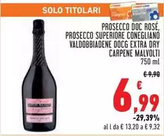 Carpenè malvolti - Prosecco Doc Rosé, Prosecco Superiore Conegliano Valdobbiadene DOCG Extra Dry