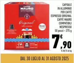 Nespresso - Capsule In Alluminio Per Caffe Espresso Original Caffe Mauro Compatibili