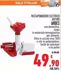 Ardes - Passapomodoro Elettrico AR7480