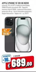 Apple - Iphone 15 128 Gb Nero