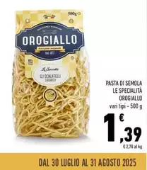 Orogiallo - Pasta Di Semola Le Specialità