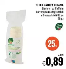 Selex - Natura Chiama Bicchieri Da Caffè In Cartoncino Biodegradabili E Compostabili
