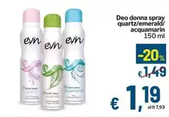 Evin - Deo Donna Spray Quartz/Emeralda/Acquamarin