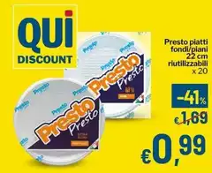 Presto -  Piatti Fondi/piani