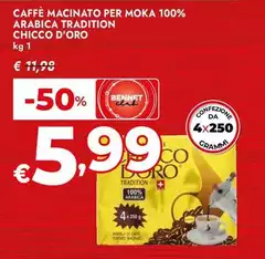 Chicco d'oro - Caffè Macinato Per Moka 100% Arabica Tradition