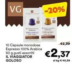 Il viaggiotor goloso - 10 Capsule Monodose Espresso 100% Arabica