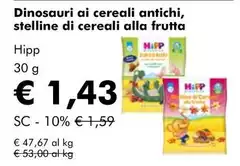 Hipp - Dinosauri Ai Cereali Antichi, Stelline Di Cereali Alla Frutta