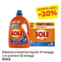 Sole - Detersivo Lavatrice Liquido 41 Lavaggi O In Polvere 52 Lavaggi