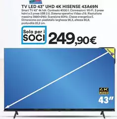 Hisense - Tv Led 43" UHD 4K 43A69N