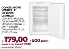 Cranker - Congelatore Verticale Cr-CV125