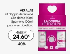 Veralab - Kit Doppia Detersione Olio Denso 80ml. Spumone 100ml. Panno In Microfibra
