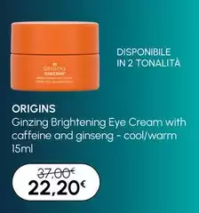 Origins - Ginzing Brightening Eye Cream With Caffeine And Ginseng - Cool/Warm 15ml