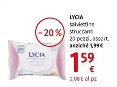 Lycia - Salviettine Struccanti Con Latte D'Avena Per Pelli Secche E Sensibili  20 Pezzi