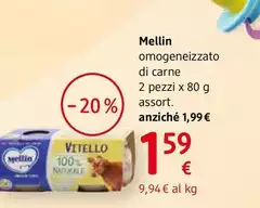Mellin - Omogeneizzato Di Carne 4 M + 2x80 G, Assort.