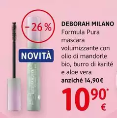 Deborah Milano - Formula Pura Mascara Volumizzante Con Olio Di Mandorle Bio, Burro Di Karité E  Aloe Vera
