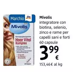 Mivolis -  Integratore Con Biotina, Selenio, Zinco E Rame Per Capelli Sani E Forti 60 Capsule