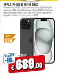 Apple - Iphone 15 128 Gb Nero