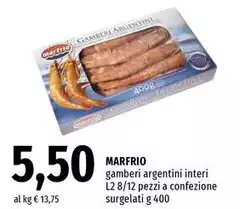 Marfrio - Gamberi Argentini Interi L2 8/12 Pezzi A Confezione Surgelati