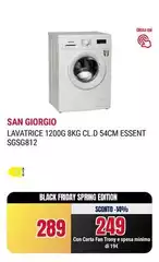 San Giorgio - Lavatrice 1200G 8Kg CL.D 54Cm Essent SGSG812