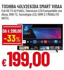 Toshiba - 40LV2E63DA Smart Vidaa