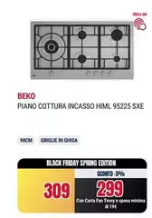 Beko - HIML 95225 SXE Acciaio Inossidabile Da Incasso 90 Cm Gas 5 Fornello(i)