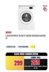 Beko - WUXS61032WI-IT Lavatrice Caricamento Frontale 6 Kg 1000 Giri/min Bianco