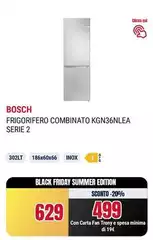 Bosch - Serie 2 KGN36NLEA Frigorifero Combinato Da Libera Installazione 186 X 60 Cm Metal Look Classe E