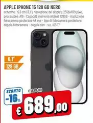 Apple - Iphone 15 128 Gb Nero