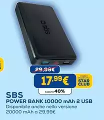 Sbs - Power Bank 10000 Mah 2 Usb