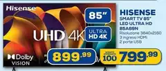 Hisense - Smart Tv 85" Led Ultra Hd 85a69n