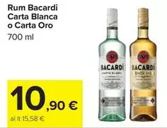 Bacardi - Rum Carta Blanca O Carta Oro