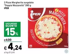 Iper - 2 Pizze Margherita Surgelate "doppia Mozzarella"
