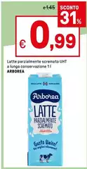 Arborea - Latte Parzialmente Scremato UHT A Lunga Conservazione