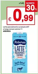 Arborea - Latte Parzialmente Scremato UHT A Lunga Conservazione