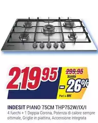 Indesit - Piano Cottura A Gas THP 752 W/IX/I - THP 752 W/IX/I