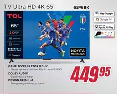 TCL - Tv Ultra HD 4K 65" 65P69K