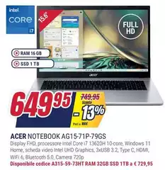 Acer - Notebook AG15-71P-79GS