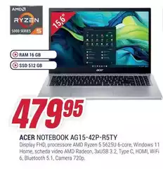 Acer - Notebook AG15-42P-R5TY