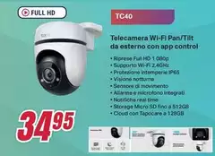 Tp-Link - Telecamera Wi-Fi Pan/Tilt Da Esterno Con App Control