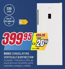 Beko - Congelatore Verticale B3RFNE274W
