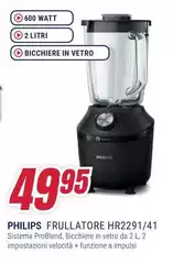 Philips - 3000 Series HR2291/41 Frullatore ProBlend Crush Tech. 600 W 2 L